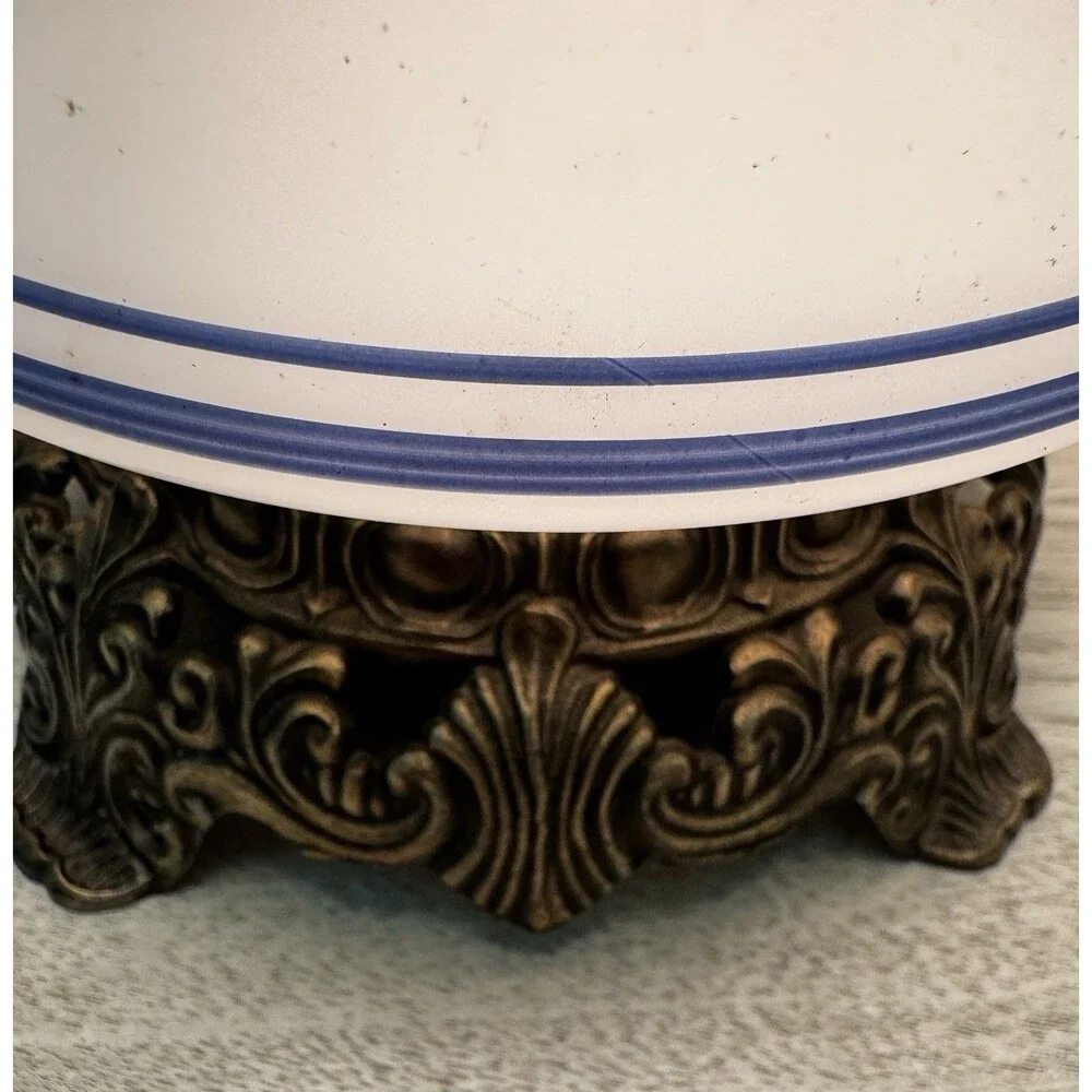 Vintage Quoizel Model 1960 Gone with the Wind Lamp Blue Floral Milk Glass Parlor